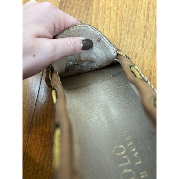 Polo Ralph Lauren Wyndings LEATHER Driving Shoes Mens 11 D Black W/ Tan Loafers - Picture 5 of 6
